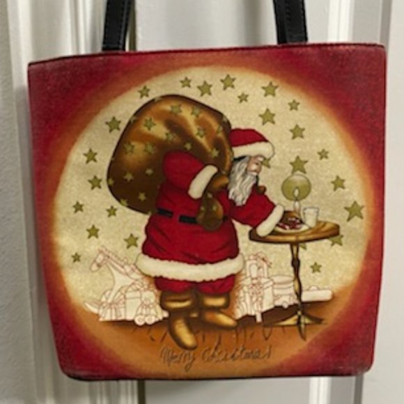 RED Bucket SANTA CLAUS (Father Christmas) BUCKET PURSE * Sequins & Bugle Beads - Picture 4 of 9